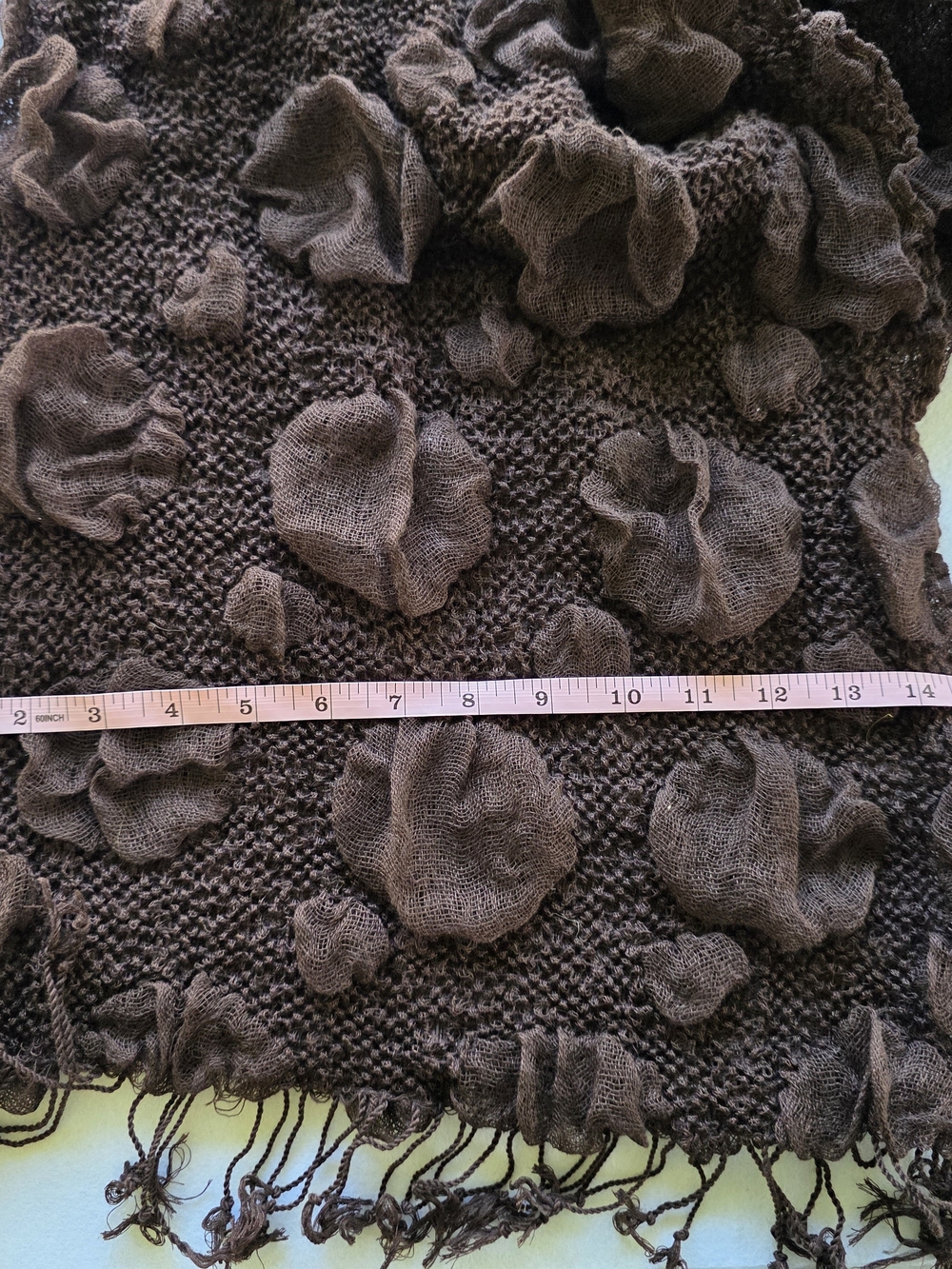 Textured Brown Women's Ruffle Scarf - Picture 5 of 5